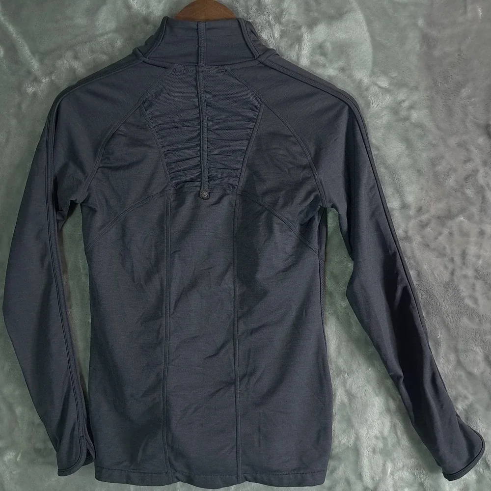 Athleta Revive Ruched Gray Vented Full Zipper Jacket Women's Size XS Zip Pockets